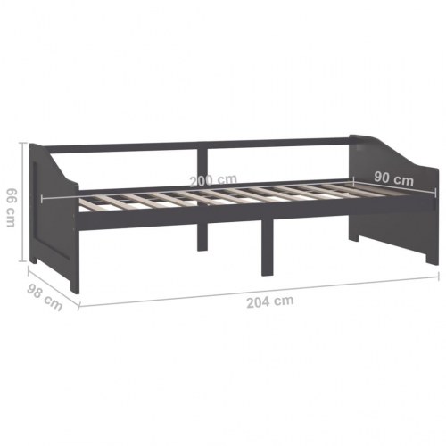 3-personers daybed 90 × 200 cm i massivt fyrretræ - mørkegrå