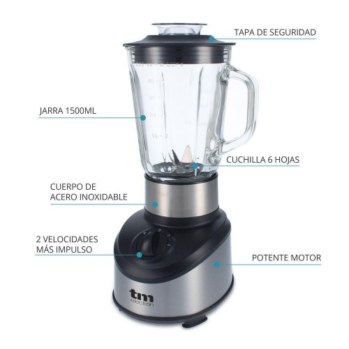 TM Electron blender med kande 500 W - 1,5 l, stål