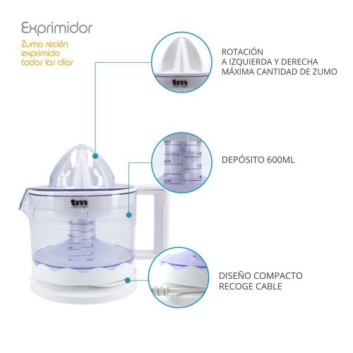 TM Electron elektrisk citruspresser 30 W - 600 ml, hvid