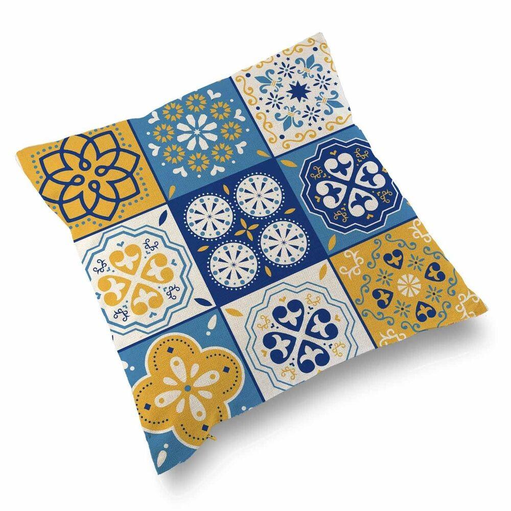 Pude med fyld Versa Mosaik Gul Polyester (15 x 45 x 45 cm)