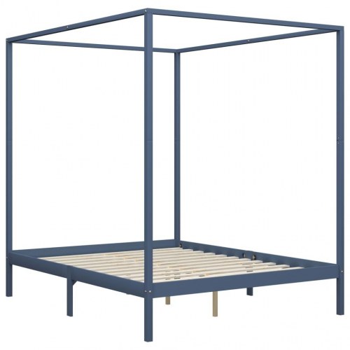 Sengestel til himmelseng med 4 skuffer 160x200 cm fyrretræ grå