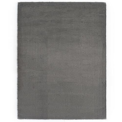 Gulvtæppe 120 x 160 cm kunstig kaninpels mørkegrå