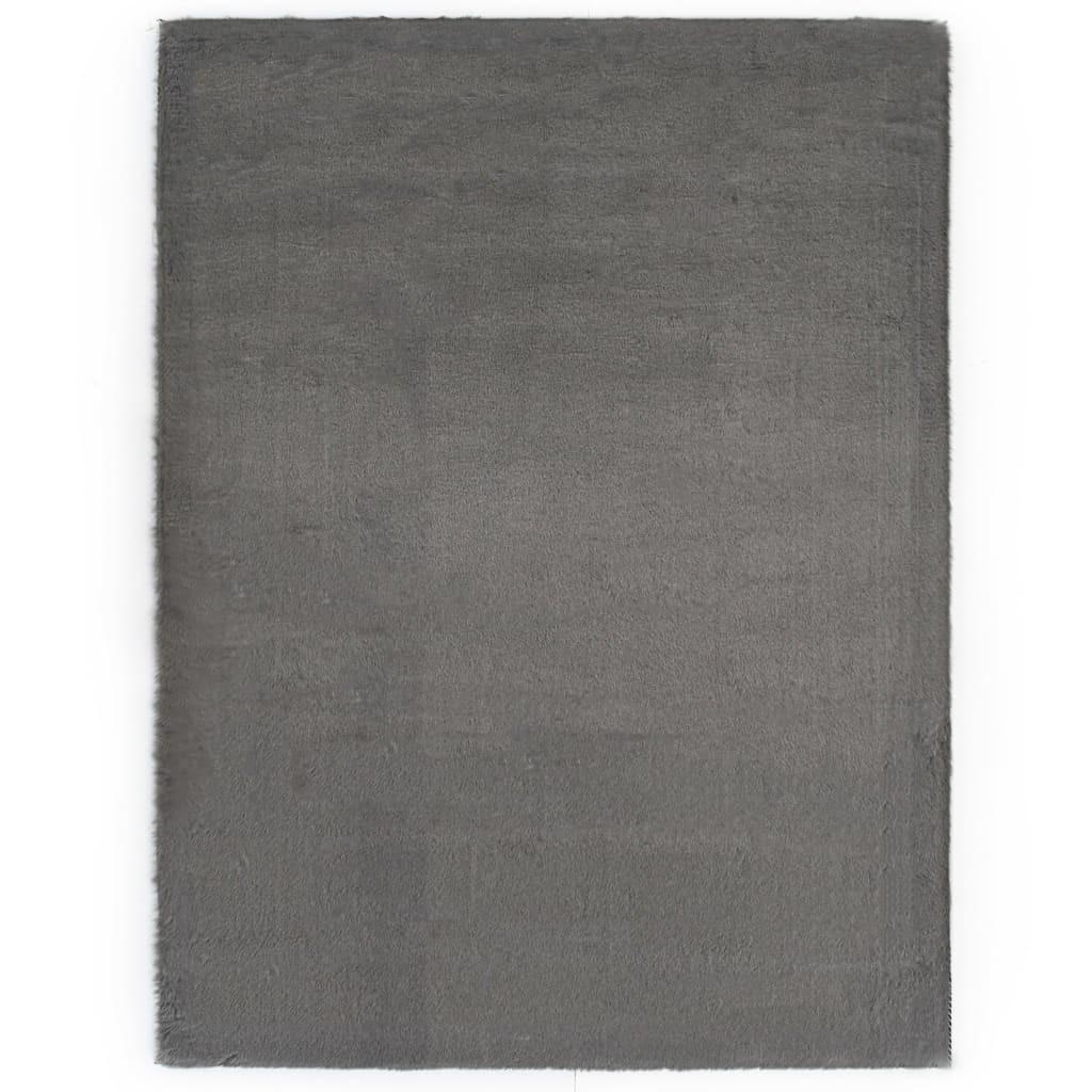 Gulvtæppe 120 x 160 cm kunstig kaninpels mørkegrå