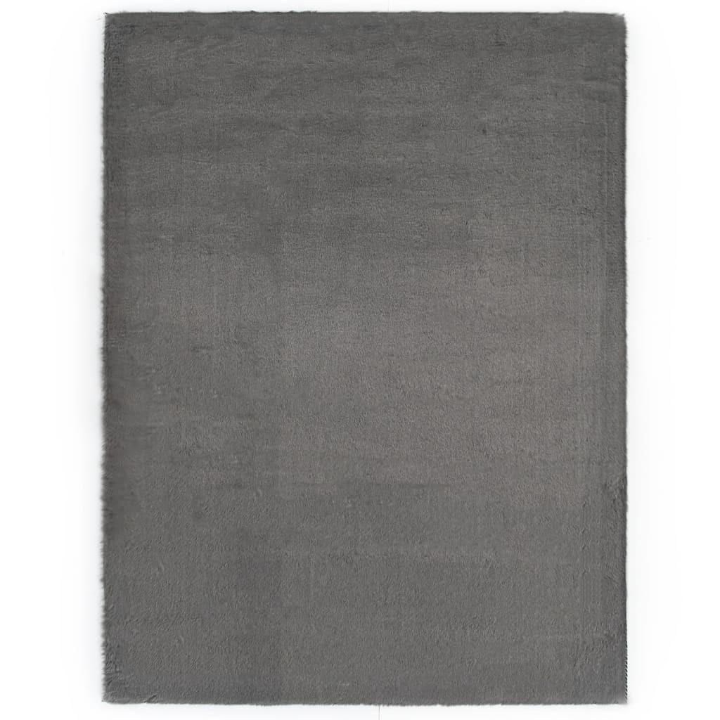 Gulvtæppe 140 x 200 cm kunstig kaninpels mørkegrå