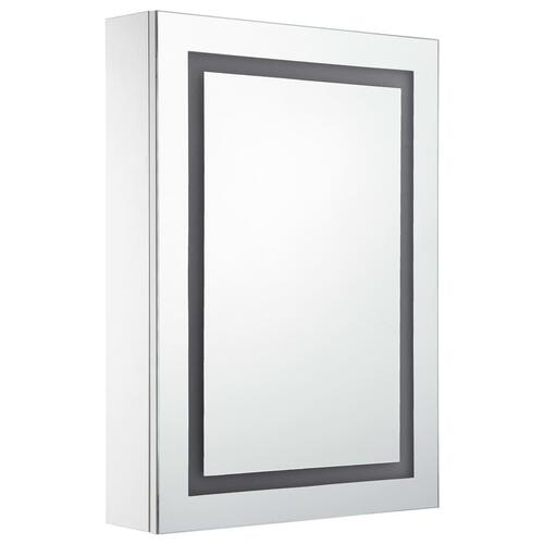 Badeværelsesskab med spejl + LED-lys 50x13x70 cm