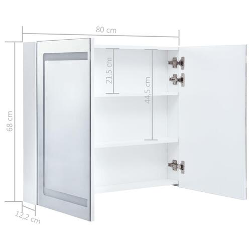 Badeværelsesskab med spejl + LED-lys 80x12,2x68 cm