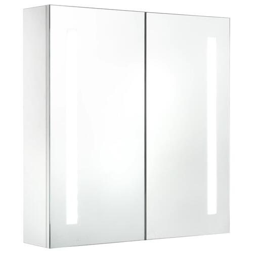 Badeværelsesskab med spejl + LED-lys 60x14x62 cm