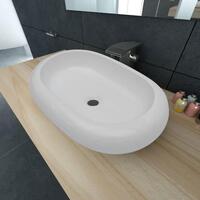 Keramisk luksushåndvask oval hvid 63 x 42 cm