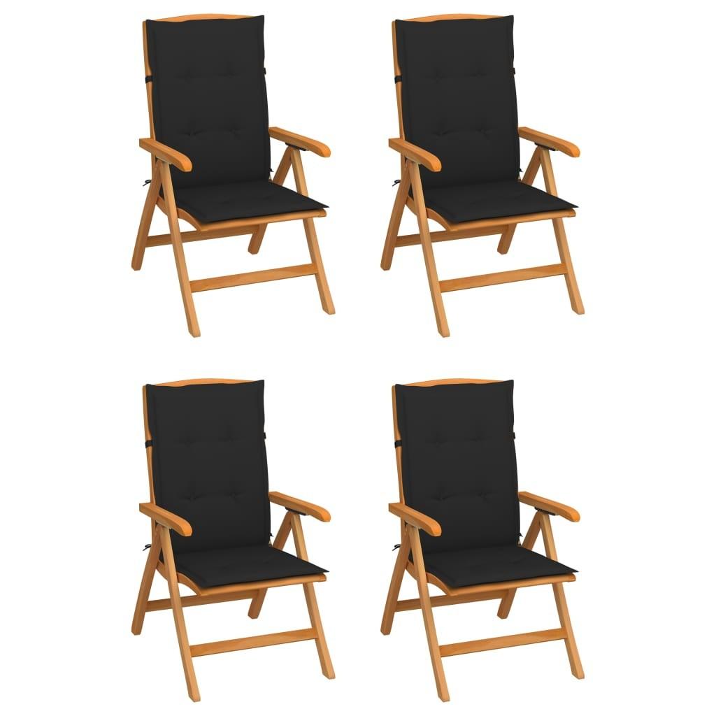 Positionsstole 4 stk. med hynder massivt teaktræ