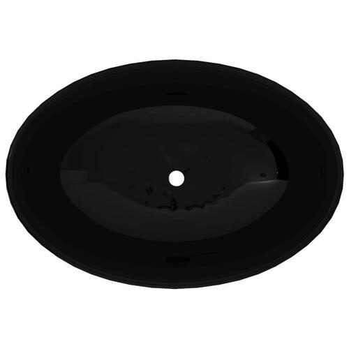 Keramisk luksushåndvask oval sort 40 x 33 cm