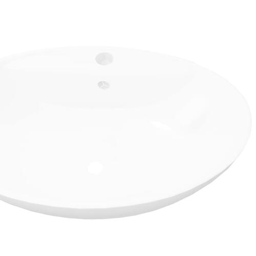 Luksuriøs håndvask med overløbshul og afløbshul oval keramik