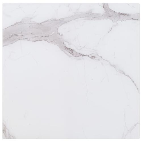 Bordplade 80 x 80 cm glas med marmortekstur firkantet hvid