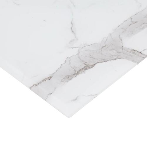 Bordplade 80 x 80 cm glas med marmortekstur firkantet hvid