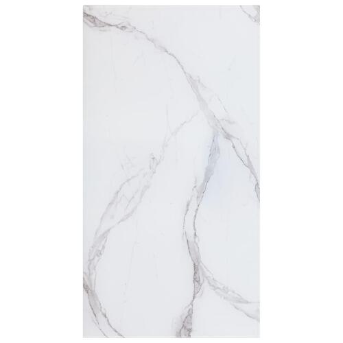 Bordplade 120 x 65 cm glas med marmortekstur rektangulær hvid