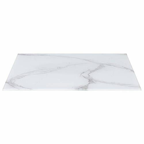 Bordplade 120 x 65 cm glas med marmortekstur rektangulær hvid