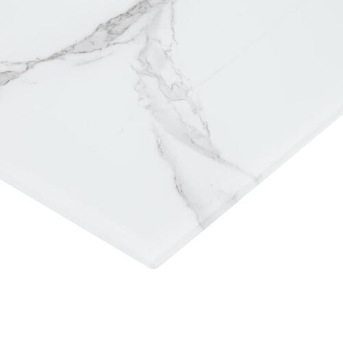Bordplade 120 x 65 cm glas med marmortekstur rektangulær hvid