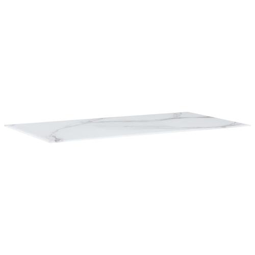 Bordplade 120 x 65 cm glas med marmortekstur rektangulær hvid