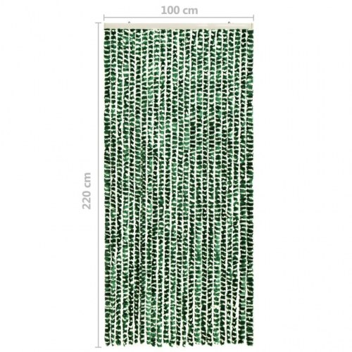 Insektgardin 100×220 cm i chenille - grøn/hvid