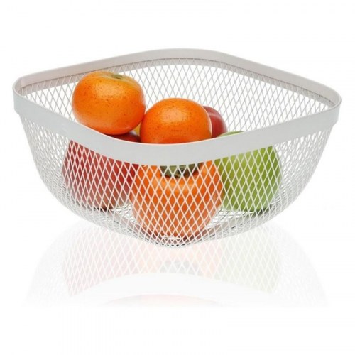 Versa frugtskål i metal/stål 26,5 × 26,5 × 12,5 cm - hvid