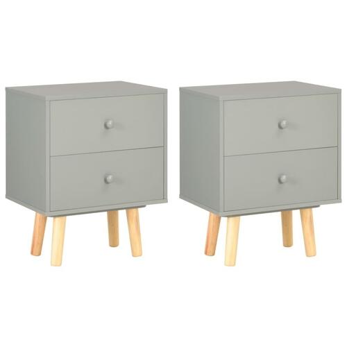 Sengeskabe 2 stk. 40 x 30 x 50 cm massivt fyrretræ grå