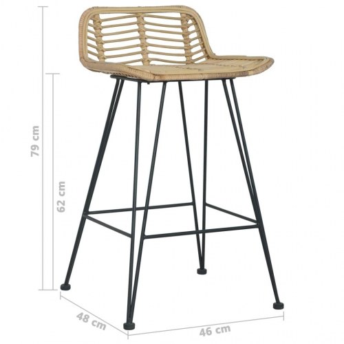 Barstole 2 stk. rattan naturfarvet