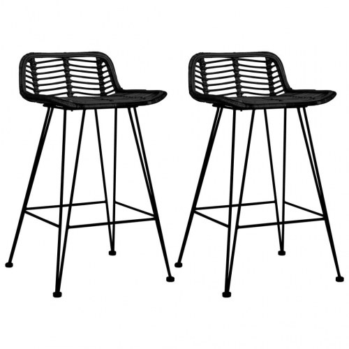 Barstole i naturlig rattan - 2 stk., sort