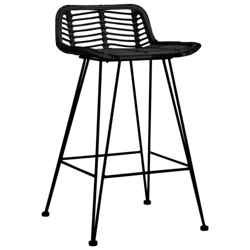Barstole i naturlig rattan - 2 stk., sort