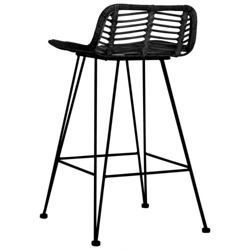 Barstole i naturlig rattan - 2 stk., sort