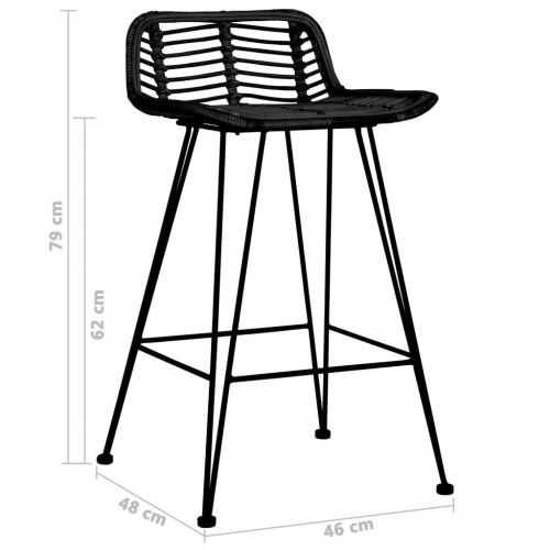 Barstole i naturlig rattan - 2 stk., sort