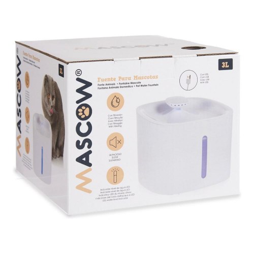Mascow Fontæne til kæledyr - plastik, 3 l, hvid/blå