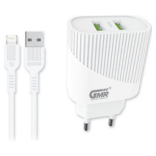 Goms USB oplader med lyskabel 1 m - EU-stik, Lightning