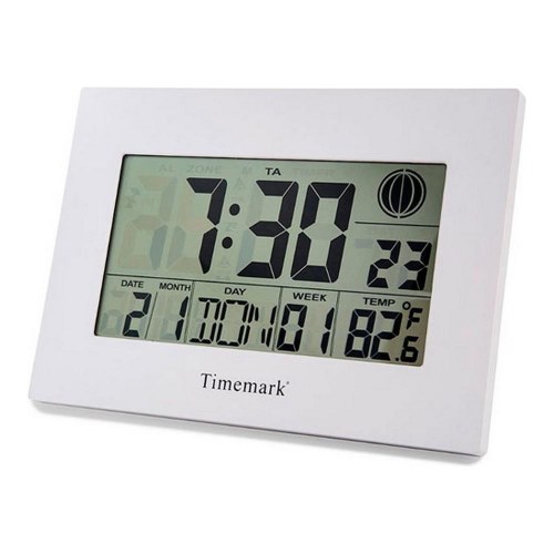 Timemark vægur med termometer - hvid, digital (24 × 17 × 2 cm)