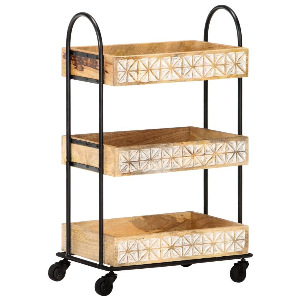 vidaXL køkkenvogn med 3 hylder 46x30x76 cm massivt mangotræ