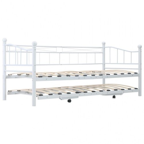 Sengestel 180x200/90x200 cm pulverlakeret stål hvid