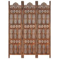 3-panels rumdeler håndskåret 120 x 165 cm massivt mangotræ brun