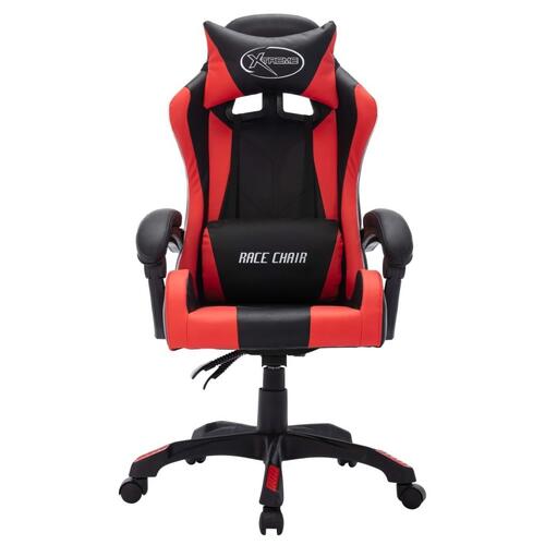 Gamingstol m. LED-lys RGB-farver kunstlæder rød og sort