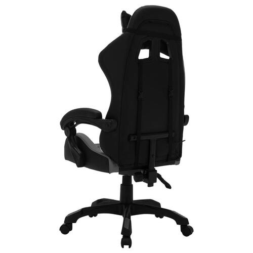 Gamingstol m. LED-lys RGB-farver kunstlæder grå og sort