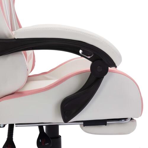 Gamingstol med LED-lys RGB-farver kunstlæder pink og hvid