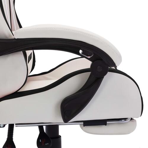 Gamingstol med LED-lys RGB-farver kunstlæder sort og hvid