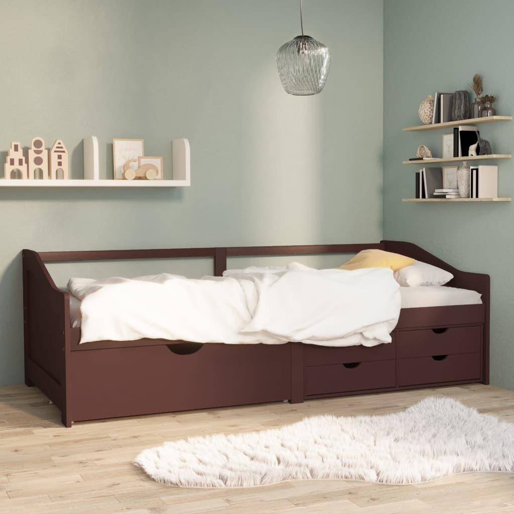 Personers Daybed Skuffer 90x200 Massivt Fyrretræ Mørkebrun