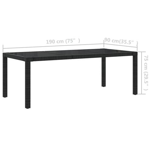 Udendørs spisebordssæt 9 dele med hynder polyrattan sort