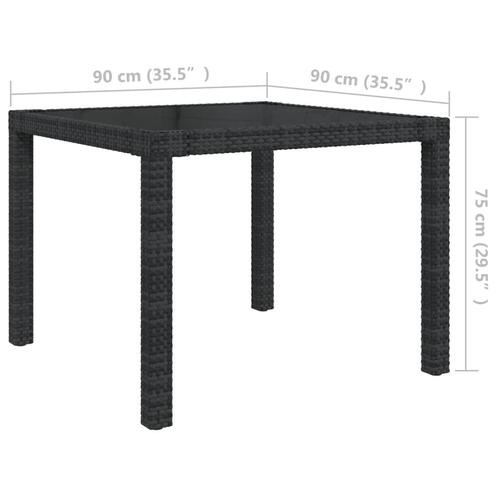 Udendørs spisebordssæt 3 dele med hynder polyrattan sort