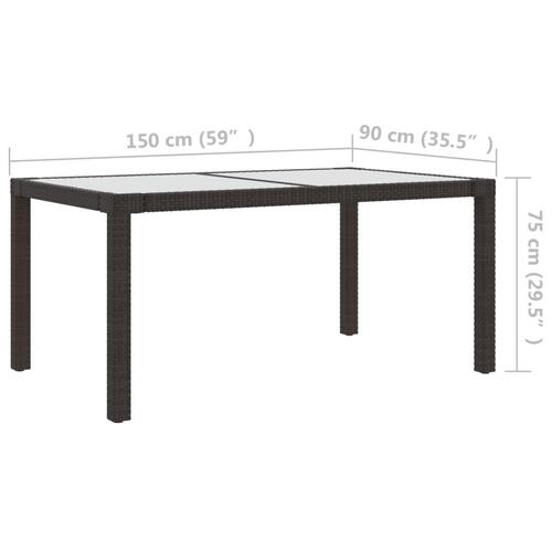 Udendørs spisebordssæt 5 dele med hynder polyrattan brun