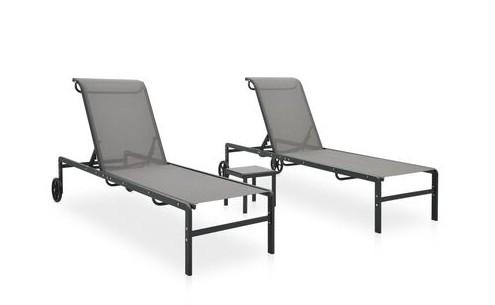 Liggestole 2 stk. med bord textilene og stål