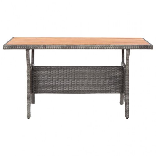 Havebord i polyrattan med akacietræsplade 120 × 70 × 66 cm - grå