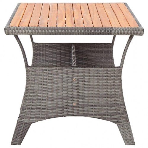 Havebord i polyrattan med akacietræsplade 120 × 70 × 66 cm - grå