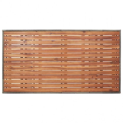 Havebord i polyrattan med akacietræsplade 120 × 70 × 66 cm - grå
