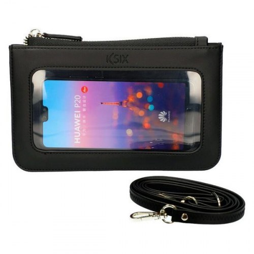 KSIX universal håndtaske med mobilcover, 20 × 13 cm, sort