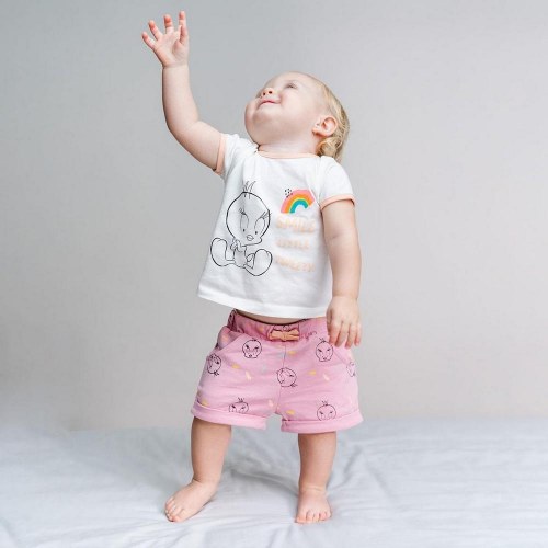 Looney Tunes baby sæt - Pink, 9 måneder, 100% bomuld