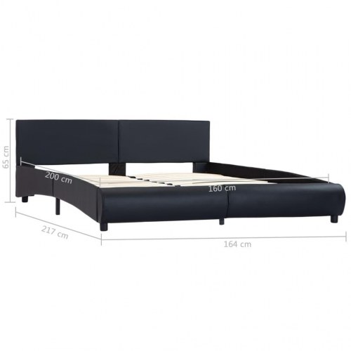 Sengestel med LED 160 x 200 cm - sort kunstlæder